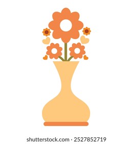 flower vase with flower illustration on white background design