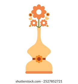 flower vase with flower illustration on white background design