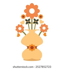 flower vase with flower illustration on white background design