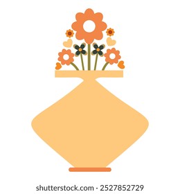 flower vase with flower illustration on white background design