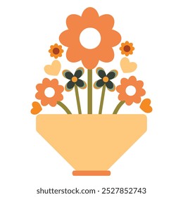 flower vase with flower illustration on white background design