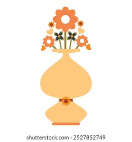 flower vase with flower illustration on white background design