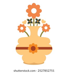 flower vase with flower illustration on white background design