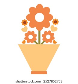 flower vase with flower illustration on white background design