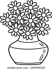 Flower Vase Isolated Coloring Page for Kids