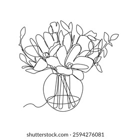 Flower vase line Art Illustration