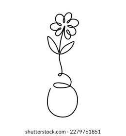 Flower in a Vase Line Drawing Tattoo Simple