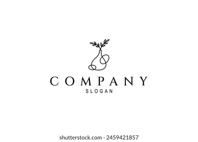 flower vase logo as home decoration in linear line art design style