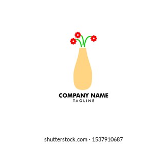 Flower vase logo illustration vector icon