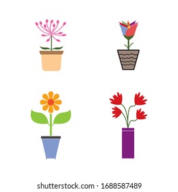 Flower vase logo illustration vector icon