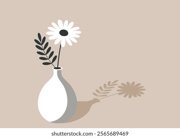 flower in vase minimalistic flat vector illustration