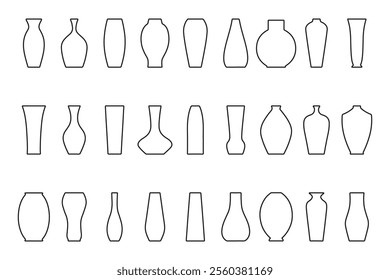 Flower vase outline sets in different styles