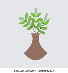 Flower vase with flower plants vector illustration.  