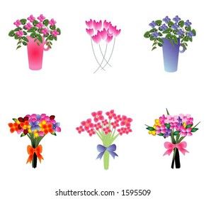 Flower, vase, pot and bouquet