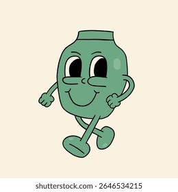 flower vase retro  groovy cartoon illustration