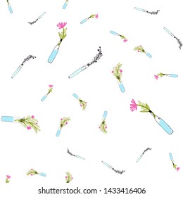 flower in vase. Seamless pattern for your design: card, wallpaper, website. Seamless pattern