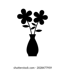 flower vase silhouette icon flat style