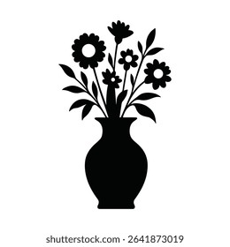 Flower vase silhouette illustration vector design