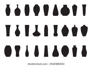 Flower vase silhouette sets in different styles