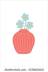 Flor en jarrón, simple ilustración vectorial de diseño plano