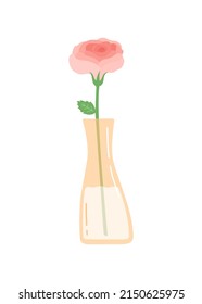Flor en jarrón, simple ilustración vectorial de diseño plano
