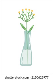 Flower in vase, simple flat design vector illustration