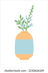 Flor en jarrón, simple ilustración vectorial de diseño plano