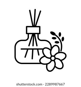 florero de flores con palos contorno spa ilustración vectorial de icono