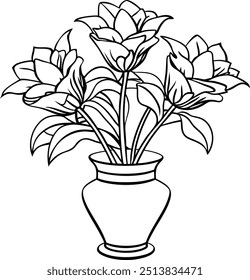 A flower vase vector is a digital graphic representation of a vase designed to hold flowers, created using vector graphics software. 