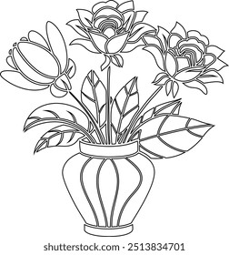 A flower vase vector is a digital graphic representation of a vase designed to hold flowers, created using vector graphics software. 