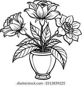 Um vaso de flores é uma representação gráfica digital de um vaso projetado para segurar flores, criado usando software gráfico vetorial. 