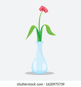 flower in a vase. vector flat design.
