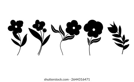 Flower vase, vector flowers pot icon, black and white silhouette illustration, silhouette design. Perfect for branding, this illustration.