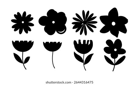 Flower vase, vector flowers pot icon, black and white silhouette illustration, silhouette design. Perfect for branding, this illustration.