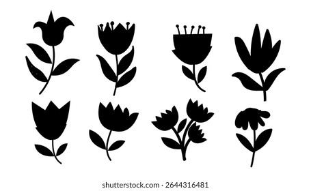 Flower vase, vector flowers pot icon, black and white silhouette illustration, silhouette design. Perfect for branding, this illustration.