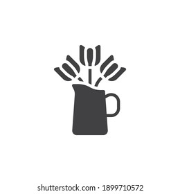 Flower vase vector icon. filled flat sign for mobile concept and web design. Flowers bouquet glyph icon. Symbol, logo illustration. Vector graphics