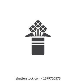 Flower vase vector icon. filled flat sign for mobile concept and web design. Flowers bouquet glyph icon. Symbol, logo illustration. Vector graphics