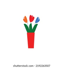 Flower vase vector icon. filled flat sign . Flowers bouquet . Symbol, logo illustration. Vector graphics