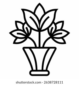 flower vase vector line art icon