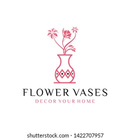 flower vases logo illustration vector icon download
