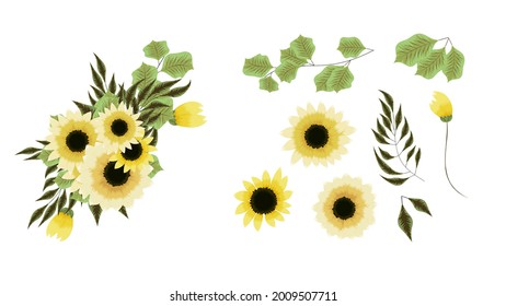 flower vector arrangements maker for greeting card, invitation design