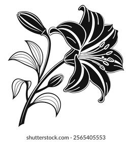 flower vector art black and white background