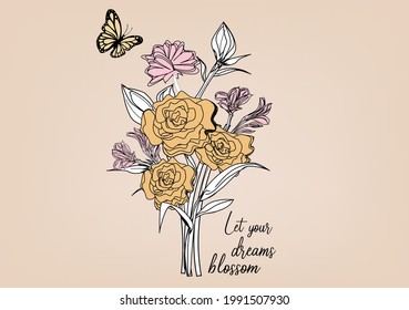 flower vector art design hand drawn