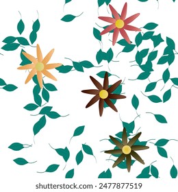 Vector de flores, Vector de arte, fondo floral, diseño de fondo, patrón de flores, acuarela de flores, fondo sin costuras, textura de hoja, patrón de ornamento, ramo de flores, Formas de Vector