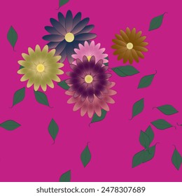 Vector de flores, Arte vectorial, Fondo de pantalla sin costura, fondo de flores, textura de fondo, patrón floral sin costuras, patrón de adorno, hojas aisladas, ramo de flores, patrones de flores