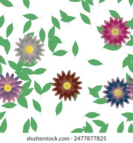 Vector de flores, diseño de fondo, patrones sin fisuras, flores aisladas, acuarela de flores, patrones florales, forma de hoja, fondo abstracto, verano de fondo, patrón ornamental