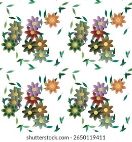 Vetor de flores, vetor de fundo, padrão floral sem emenda, plano de fundo de folhas, isolado de folhas, padrões de flores, plano de fundo de flores, vetor sem emenda, formas vetoriais, plano de fundo floral