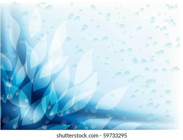 flower vector background with leaf and drops