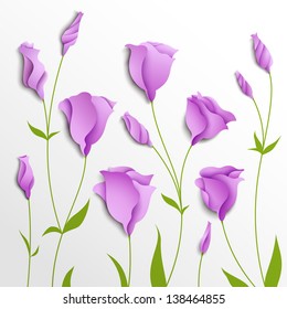 Flower vector background. Lilac eustoma.  Floral decor