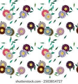 Vector de flores, textura de fondo, Vector de adorno, patrón de fondo, patrón floral sin fisuras, pétalos de fondo, Vector floral, diseño de fondo, Vector de hojas, patrón de flores